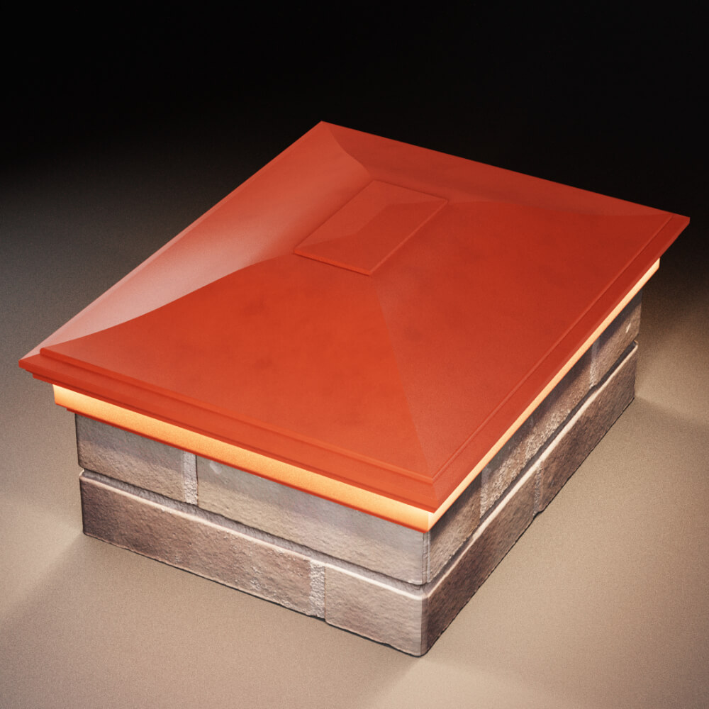 Колпак Zking Монблан Красный на столб 2х1.5 кирпича (515х385мм) c подсветкой в Смоленске фото