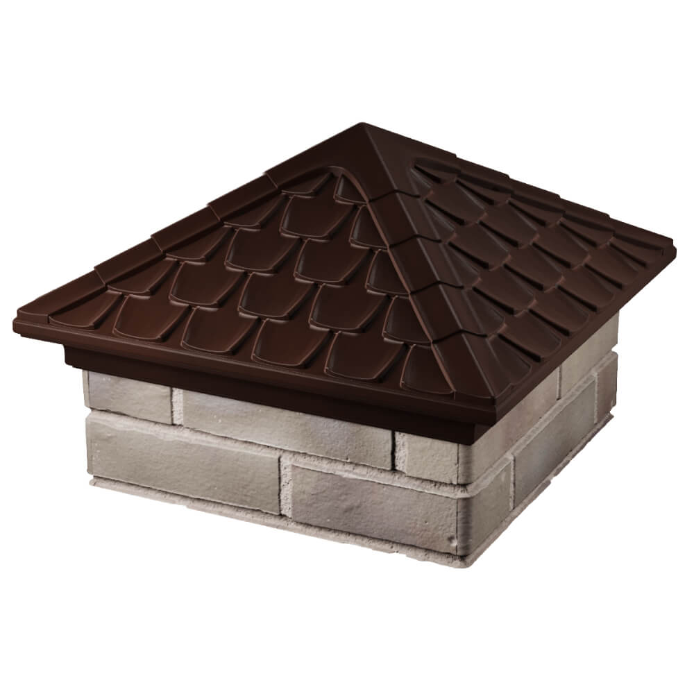 Колпак Zking Эльбрус Коричневый на столб 1.5х1.5 кирпича (385х385мм) в Смоленске фото