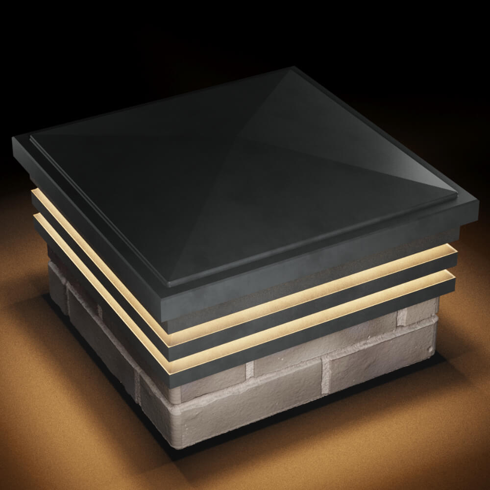 Колпак Zking Бона ХайТек Серый на столб 1.5х1.5 кирпича (385х385мм) с подсветкой в Смоленске фото