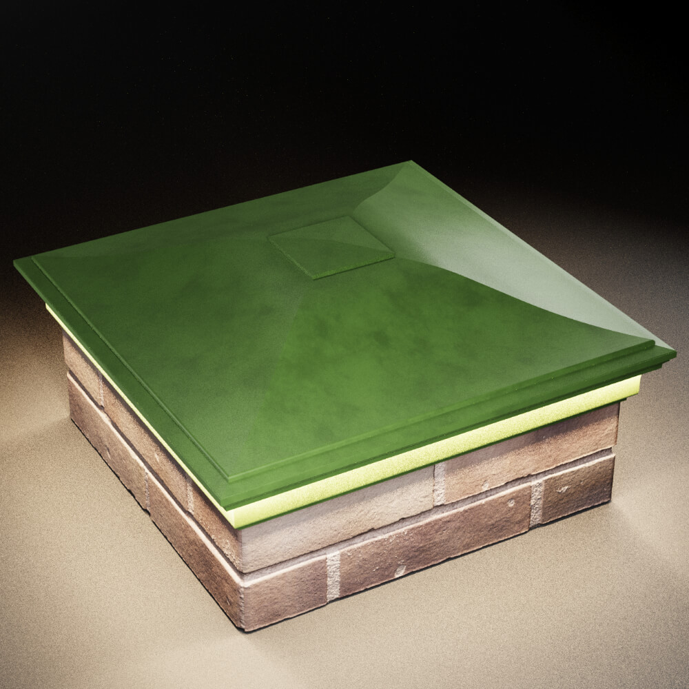 Колпак Zking Монблан Зеленый на столб 2х2 кирпича (515х515мм) c подсветкой в Смоленске фото