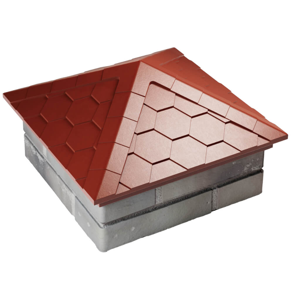 Колпак Zking Эверест Красный на столб 1.5х1.5 кирпича (390х390мм) в Смоленске фото
