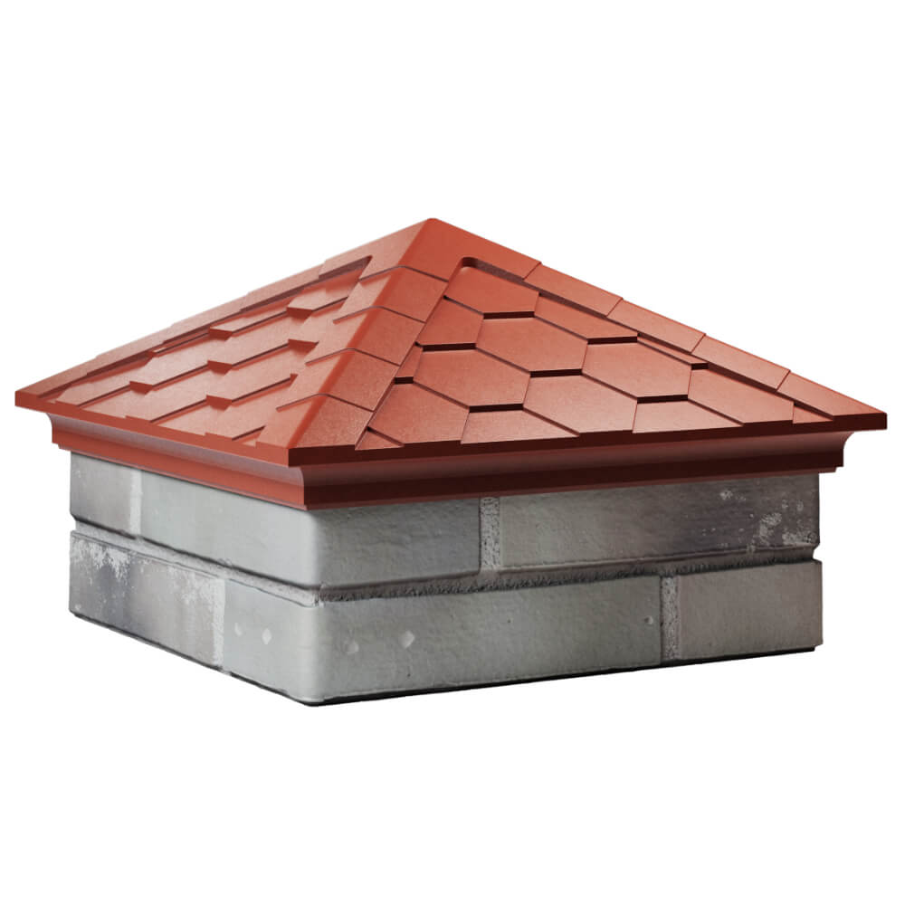 Колпак Zking Эверест Красный на столб 1.5х1.5 кирпича (390х390мм) в Смоленске фото