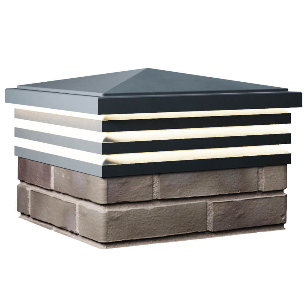 Колпак Zking Бона ХайТек Серый на столб 1.5х1.5 кирпича (385х385мм) с подсветкой в Смоленске фото