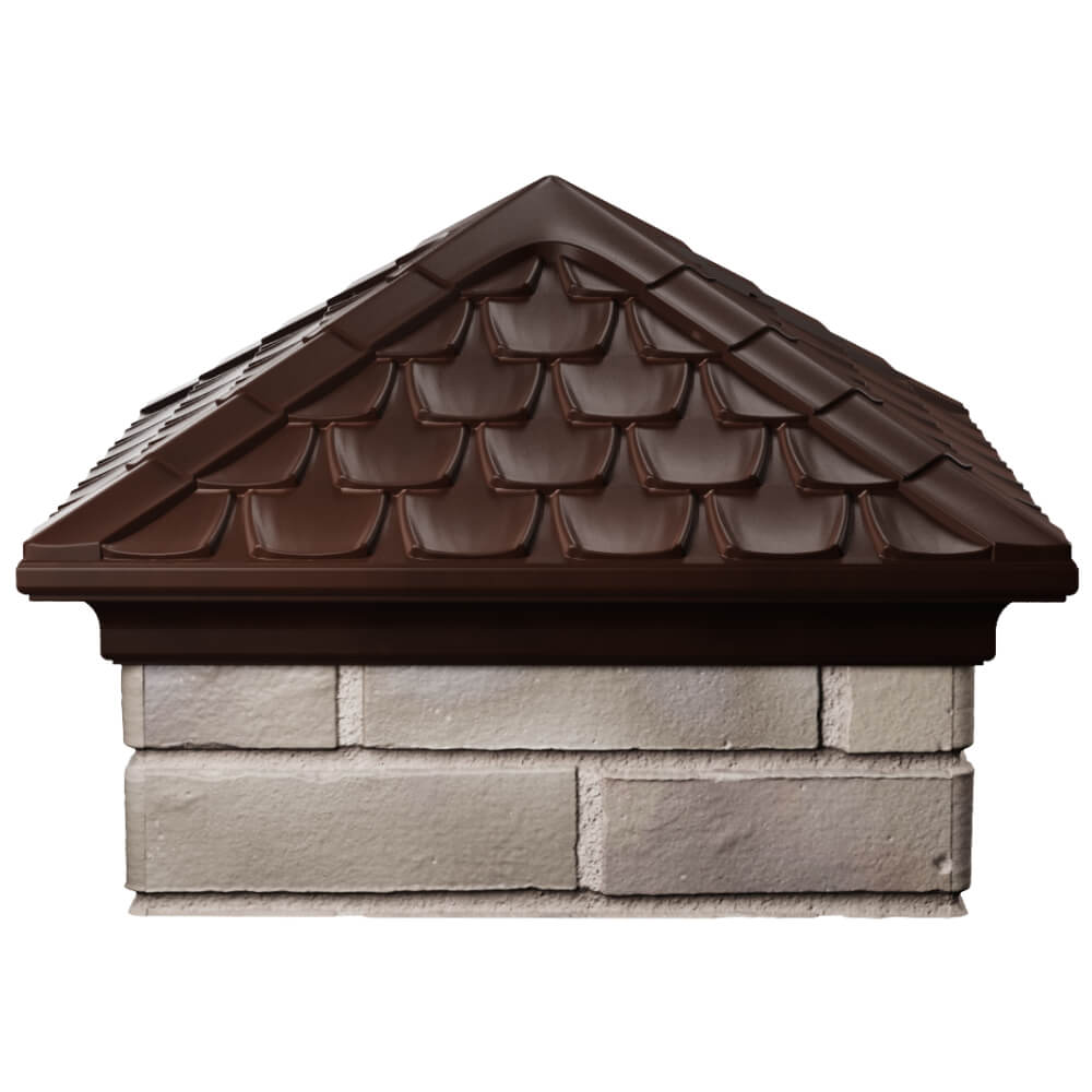 Колпак Zking Эльбрус Коричневый на столб 1.5х1.5 кирпича (385х385мм) Смоленск фото