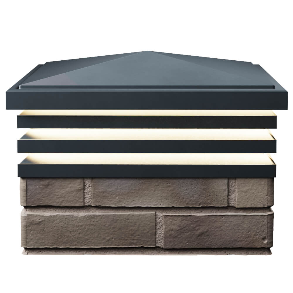 Колпак Zking Бона ХайТек Серый на столб 1.5х1.5 кирпича (385х385мм) с подсветкой в Смоленске фото