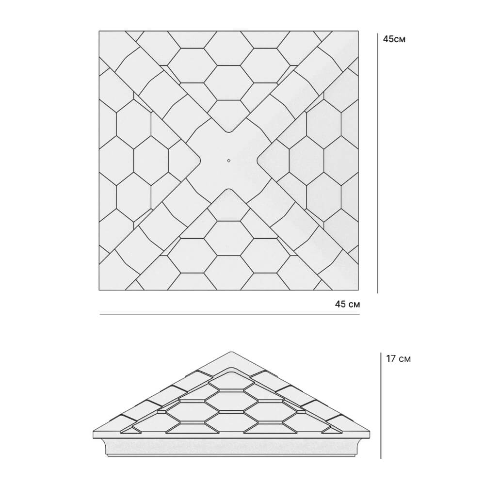 Колпак Zking Эверест Серый на столб 1.5х1.5 кирпича (390х390мм) в Смоленске фото