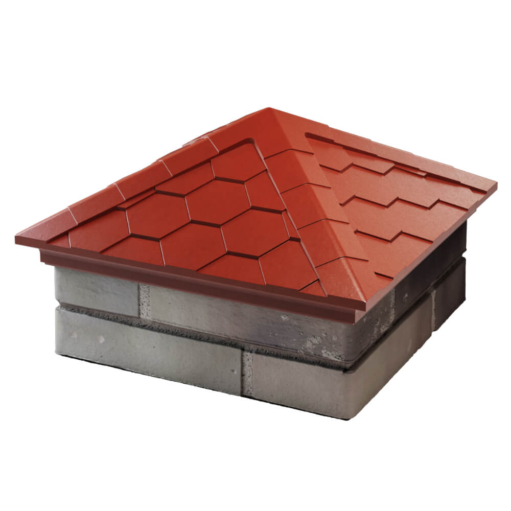 Колпак Zking Эверест Красный на столб 1.5х1.5 кирпича (390х390мм) в Смоленске фото