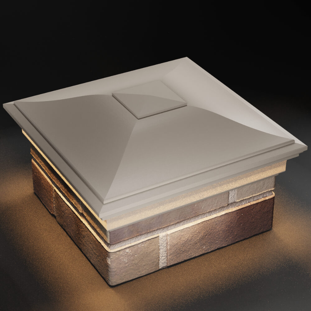 Колпак Zking Монблан Бежевый на столб 1.5х1.5 кирпича (385х385мм) с подсветкой в Смоленске фото