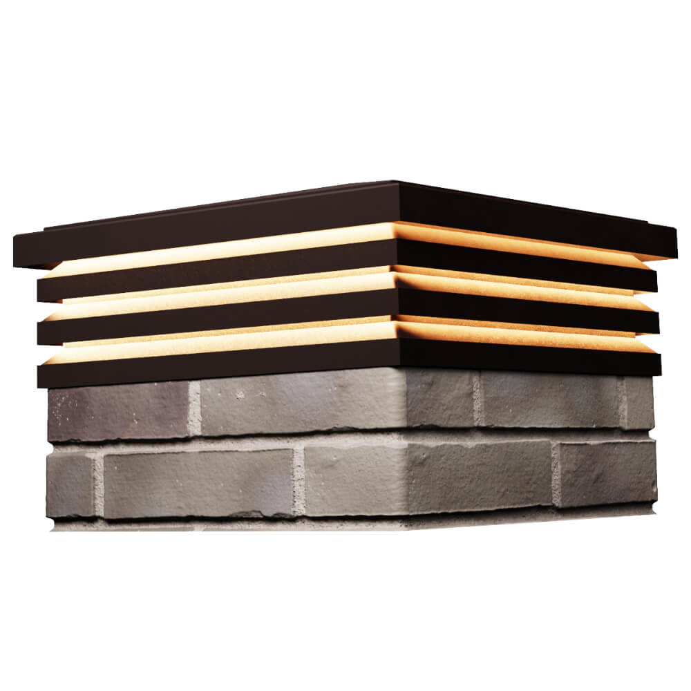 Колпак Zking Бона ХайТек Коричневый на столб 1.5х1.5 кирпича (385х385мм) с подсветкой в Смоленске фото