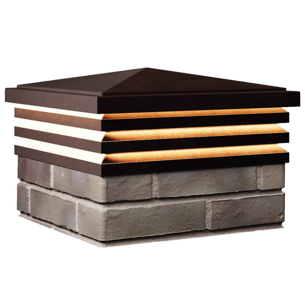 Колпак Zking Бона ХайТек Коричневый на столб 1.5х1.5 кирпича (385х385мм) с подсветкой в Смоленске фото