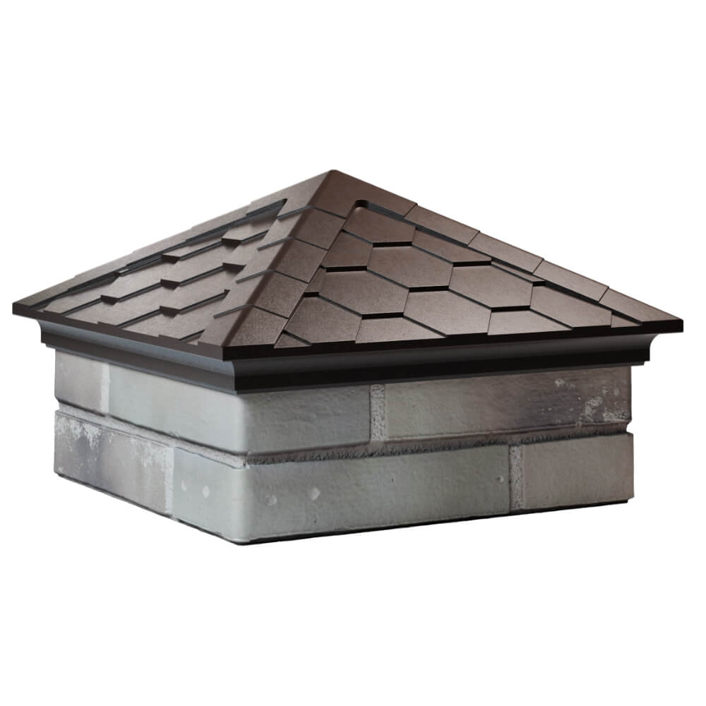 Колпак Zking Эверест Коричневый на столб 1.5х1.5 кирпича (390х390мм) в Смоленске фото