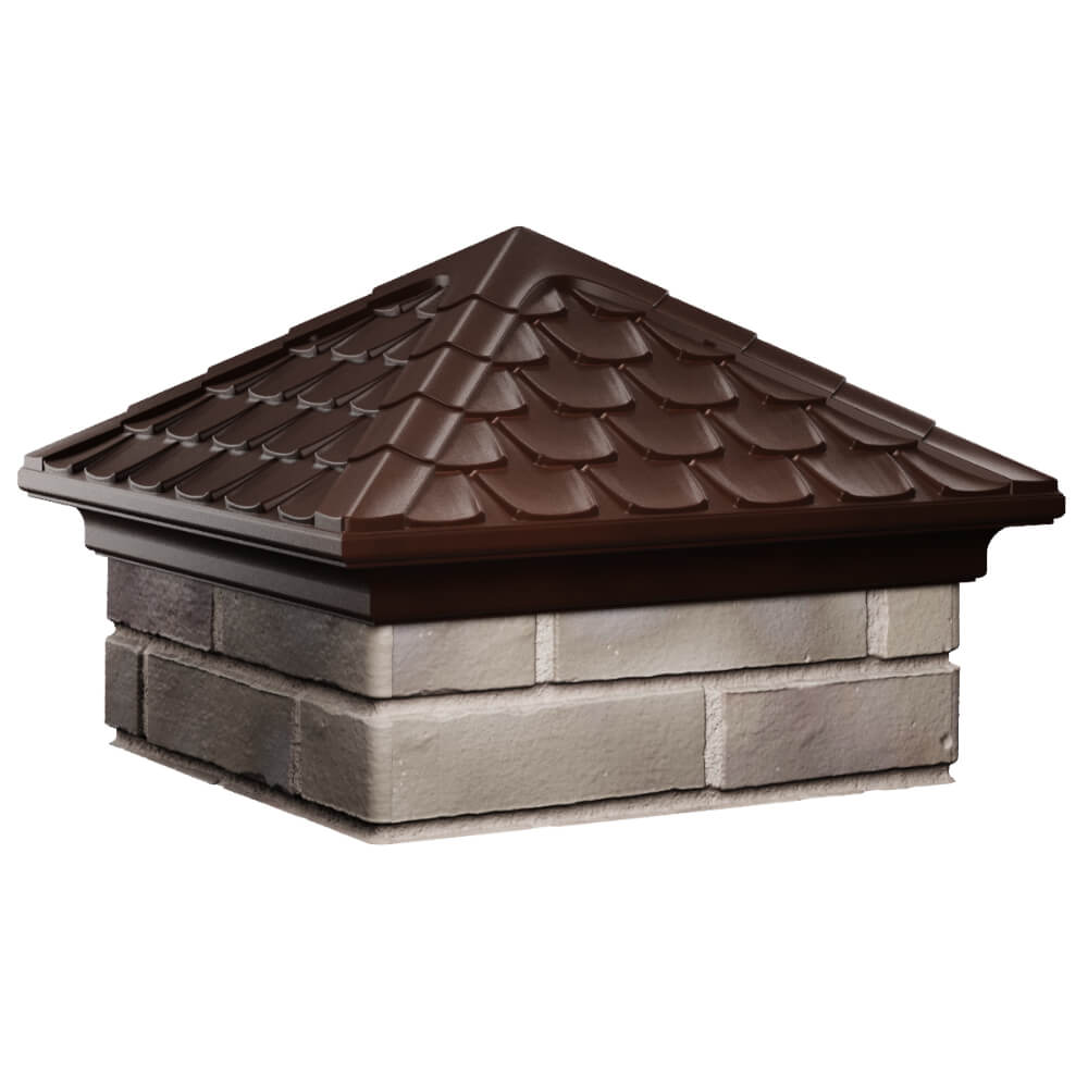 Колпак Zking Эльбрус Коричневый на столб 1.5х1.5 кирпича (385х385мм) в Смоленске фото