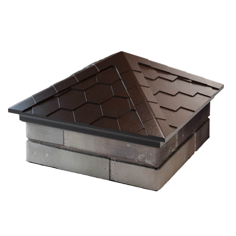Колпак Zking Эверест Коричневый на столб 1.5х1.5 кирпича (390х390мм) в Смоленске фото